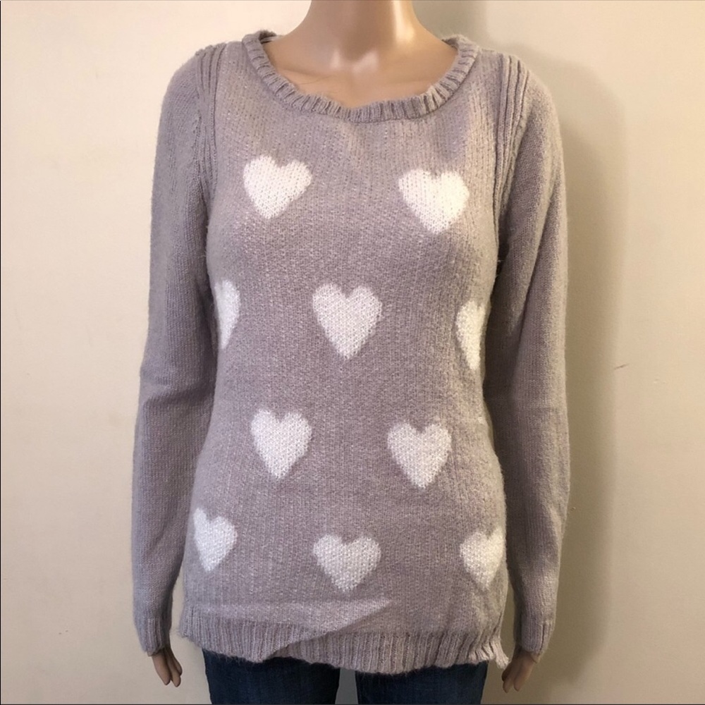 Lauren Conrad gray heart sweater